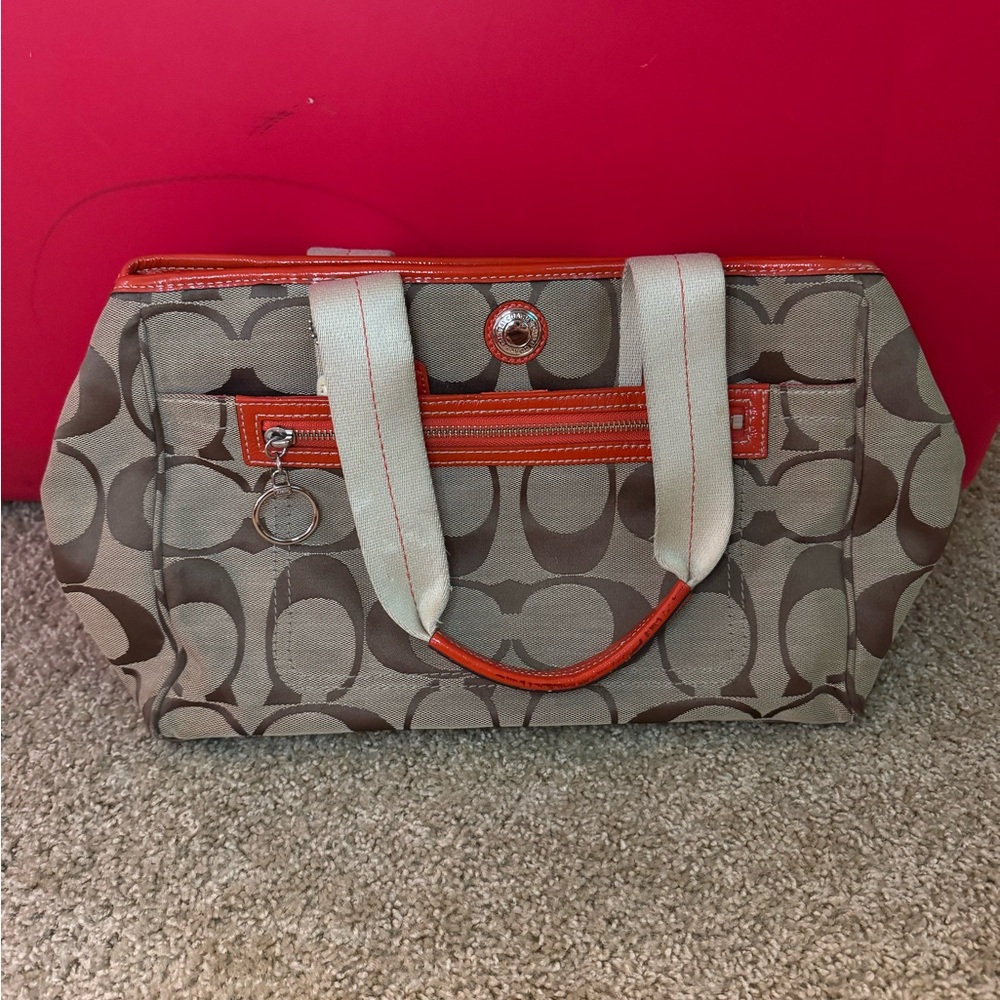 Authentic COACH Brown and Orange Shoulder Bag
